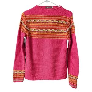 Sol  Pullover Sweater 100% Baby Alpaca Women's Small  Pink Multicolored